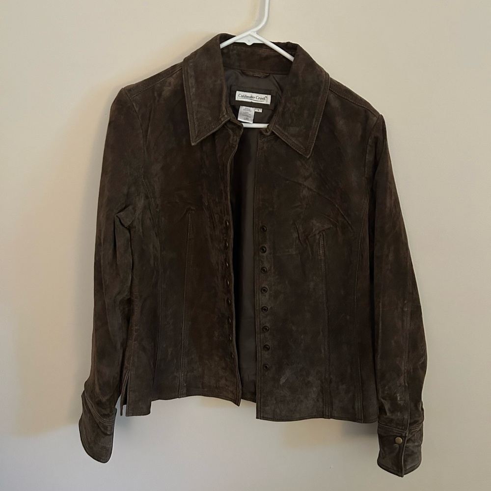 Suede jacket by Coldwater Creek in ladies size large the color is rich tobacco